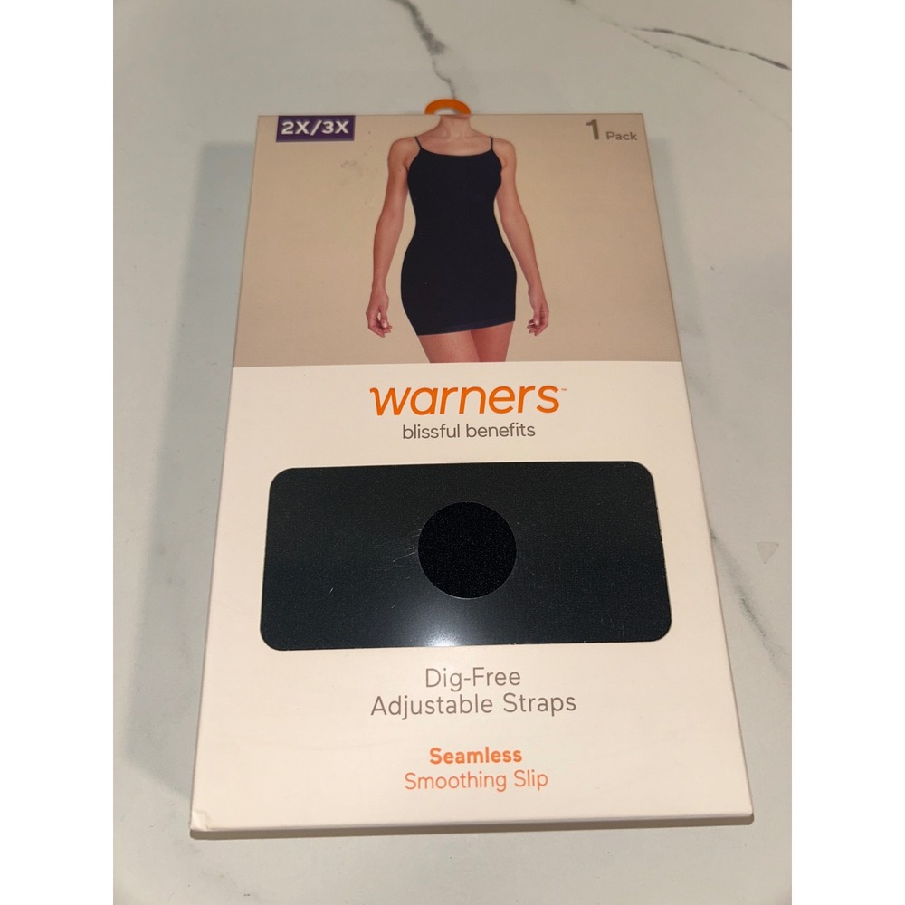 Warners Blissful Benefits Womens 2X/3X Black Seamless Smoothing Slip Slimming